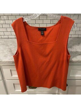Cable & Gauge Tank Top Womens XL Orange Knit Shell
